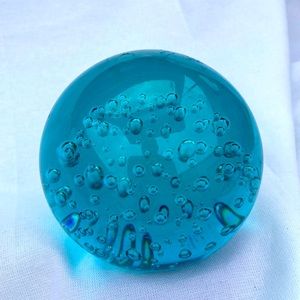 Aqua Blue Bubbles Paperweight 3.5 “